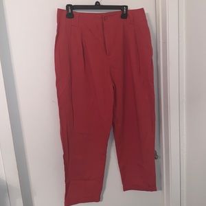 Orange Ankle Linen Pants